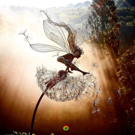 Enchanting Garden Decor | Fairy Garden Ornaments with Unique Dandelion Design | Magical Outdoor Wall Art for Whimsical Spaces 0