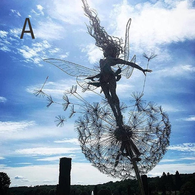 Enchanting Garden Statues | Dancing Fairy Sculpture with Steel Design | Magical Outdoor Decor for Whimsical Spaces 0