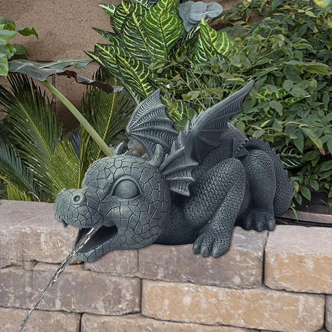 Enchanting Garden Statues | Water Spraying Dragon Sculpture with Realistic Design | Weatherproof Resin Fountain for Outdoor Spaces 1