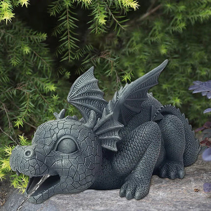 Enchanting Garden Statues | Water Spraying Dragon Sculpture with Realistic Design | Weatherproof Resin Fountain for Outdoor Spaces 2