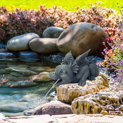 Enchanting Garden Statues | Water Spraying Dragon Sculpture with Realistic Design | Weatherproof Resin Fountain for Outdoor Spaces 3