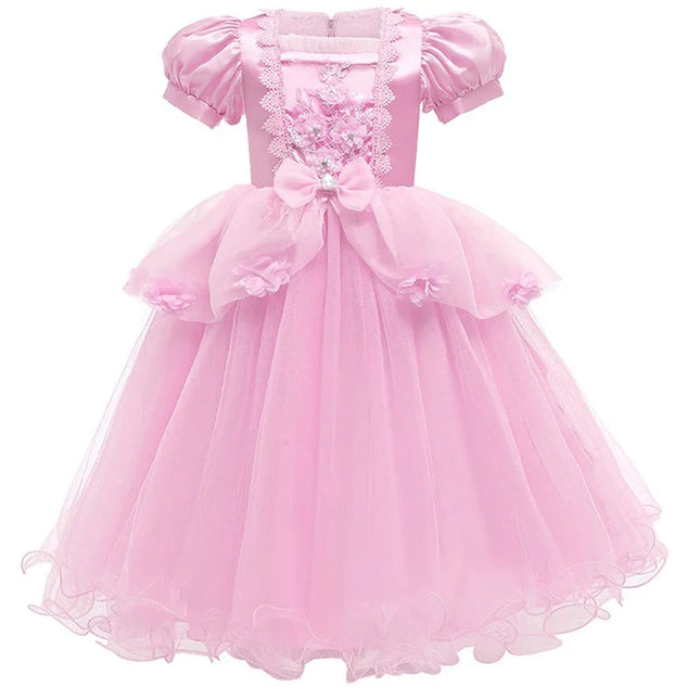 Enchanting Princess Dress | Girls' Lace Party Gown with Puff Sleeves | Perfect for Halloween and Special Events 1