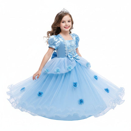 Enchanting Princess Dress | Girls' Lace Party Gown with Puff Sleeves | Perfect for Halloween and Special Events 3