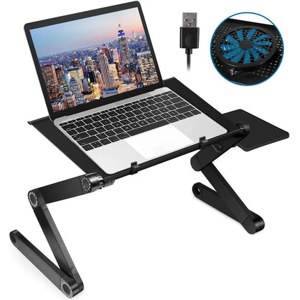 Ergonomic Laptop Stand for Desk with 360° Adjustability & Integrated Cooling Fan for Enhanced Comfort and Productivity 0