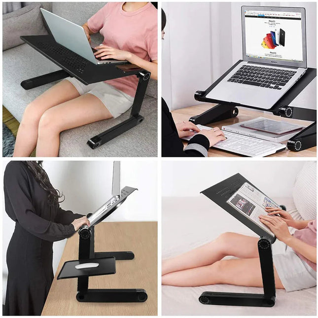 Ergonomic Laptop Stand for Desk with 360° Adjustability & Integrated Cooling Fan for Enhanced Comfort and Productivity 1