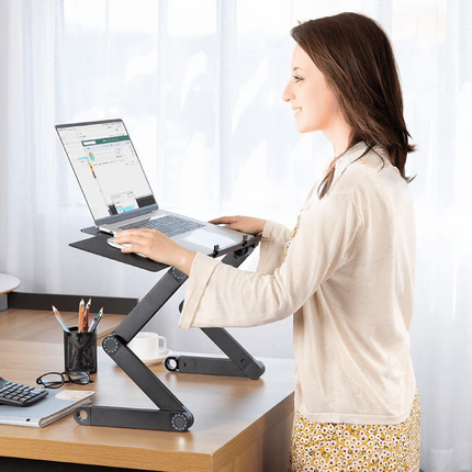 Ergonomic Laptop Stand for Desk with 360° Adjustability & Integrated Cooling Fan for Enhanced Comfort and Productivity 2