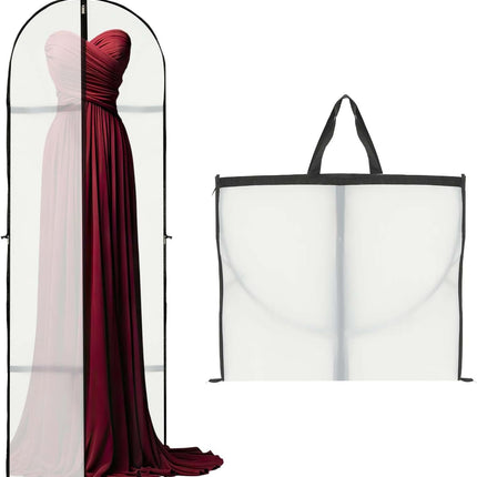 Essential Garment Storage Cover | Long Dress Bag with Zipper & Clear Window | 2-Pack for Travel and Protection 1
