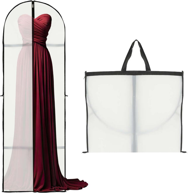 Essential Garment Storage Cover | Long Dress Bag with Zipper & Clear Window | 2-Pack for Travel and Protection 1