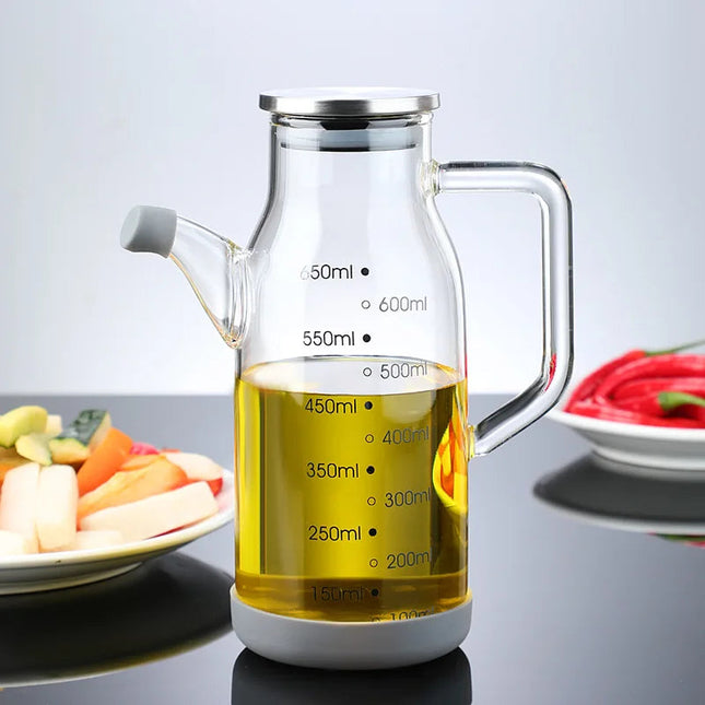 Essential Kitchen Tools | Glass Oil Dispenser Bottle with Measuring Scale | Leak-Proof Design for Precise Pouring 1