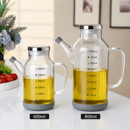 Essential Kitchen Tools | Glass Oil Dispenser Bottle with Measuring Scale | Leak-Proof Design for Precise Pouring 2