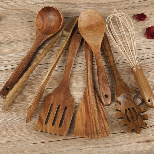 Essential Wooden Cooking Utensils Set | Non-Scratch & Heat Resistant Tools for Safe Cooking 0