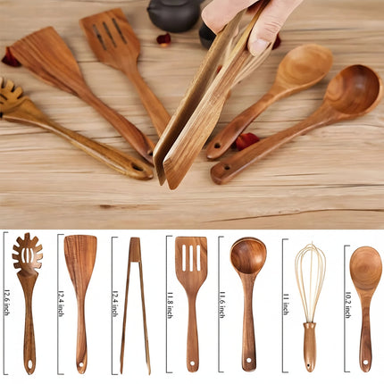 Essential Wooden Cooking Utensils Set | Non-Scratch & Heat Resistant Tools for Safe Cooking 5