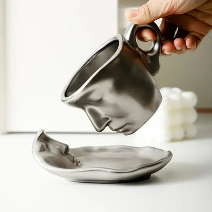 Ceramic Coffee Cups, Kissing Coffee Cup and Saucer Set