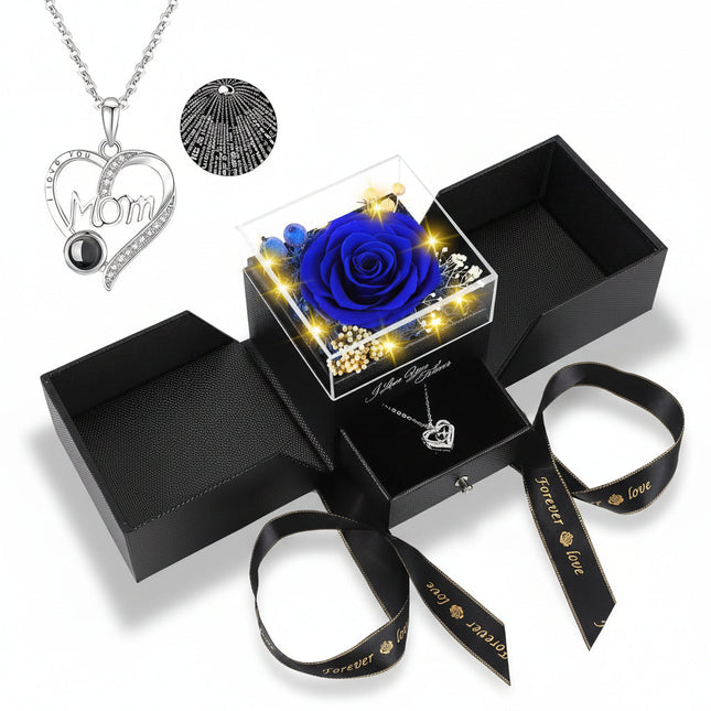 Eternal Rose Gift Box | Preserved Flower with LED Light & Love Necklace | Romantic Keepsake for Lasting Memories 1