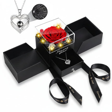 Eternal Rose Gift Box | Preserved Flower with LED Light & Love Necklace | Romantic Keepsake for Lasting Memories 2