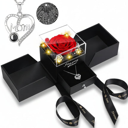 Eternal Rose Gift Box | Preserved Flower with LED Light & Love Necklace | Romantic Keepsake for Lasting Memories 3