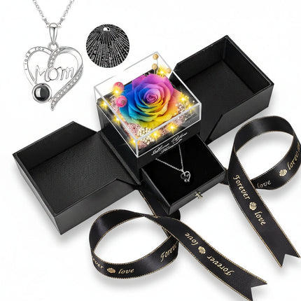 Eternal Rose Gift Box | Preserved Flower with LED Light & Love Necklace | Romantic Keepsake for Lasting Memories 5