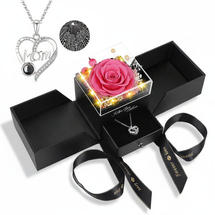 Eternal Rose Gift Box | Preserved Flower with LED Light & Love Necklace | Romantic Keepsake for Lasting Memories 6