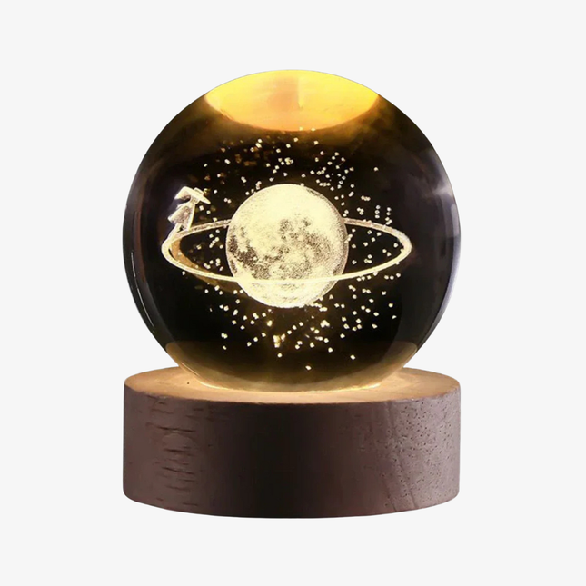 Ethereal Glow | Decorative Light with Engraved Crystal Ball & Warm White LED | Unique Home Decor for Tranquil Ambiance 1