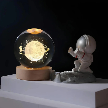 Ethereal Glow | Decorative Light with Engraved Crystal Ball & Warm White LED | Unique Home Decor for Tranquil Ambiance 11