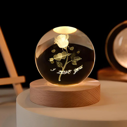 Ethereal Glow | Decorative Light with Engraved Crystal Ball & Warm White LED | Unique Home Decor for Tranquil Ambiance 20