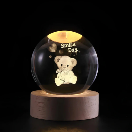 Ethereal Glow | Decorative Light with Engraved Crystal Ball & Warm White LED | Unique Home Decor for Tranquil Ambiance 21