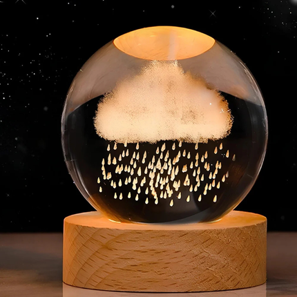 Ethereal Glow | Decorative Light with Engraved Crystal Ball & Warm White LED | Unique Home Decor for Tranquil Ambiance 22