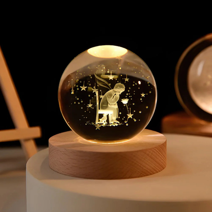 Ethereal Glow | Decorative Light with Engraved Crystal Ball & Warm White LED | Unique Home Decor for Tranquil Ambiance 27