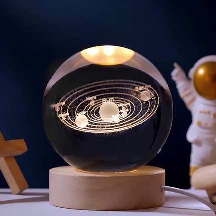 Ethereal Glow | Decorative Light with Engraved Crystal Ball & Warm White LED | Unique Home Decor for Tranquil Ambiance 5