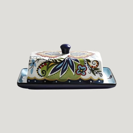 Ceramic Butter Dish with Lid, Floral Covered Butter Keeper