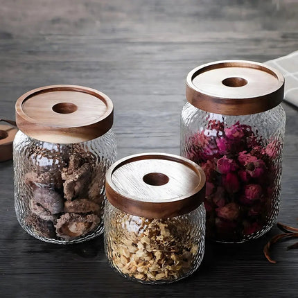 Coffee Canister for Beans and Tea, Textured Glass Storage Jar – image 7