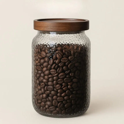 Glass Jar with Lid in Acacia Wood, Coffee Canister for Beans and Tea – image 11