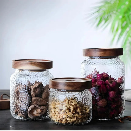 Glass Jar with Lid in Acacia Wood, Spice Jar – image 6