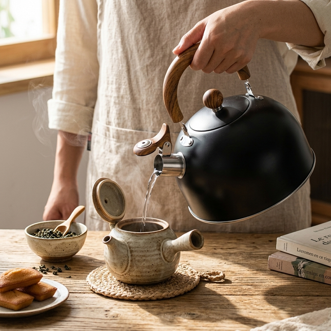Everyday Kitchen | Whistling Stainless Steel Tea Kettle with Easy Grip Handle | Versatile Stovetop Compatibility for Quick Boiling 1