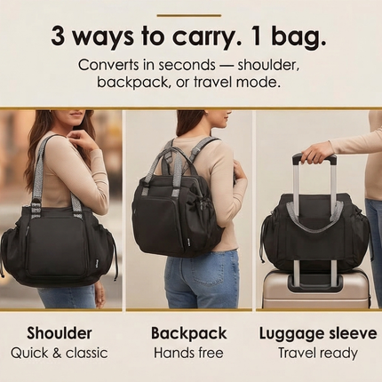 Everyday Tote Bag | Versatile 15-Pocket Design with Convertible Straps | Lightweight Water-Resistant for Ultimate Organization 7