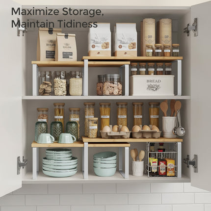 Expandable Kitchen Organizer | Stackable Metal Storage Shelves for Efficient Pantry Organization 8