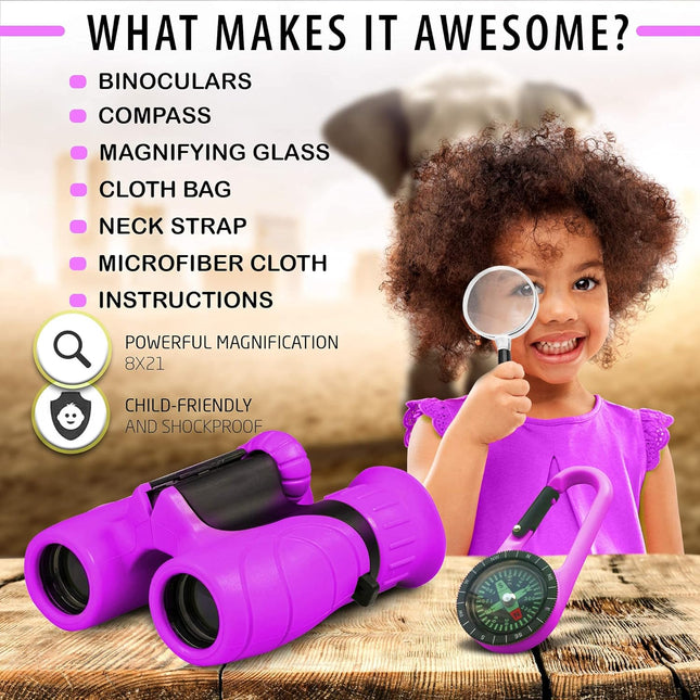 Explorer's Choice | Kids Binoculars with 8x21 Magnification | Lightweight & Shockproof for Outdoor Adventures 1