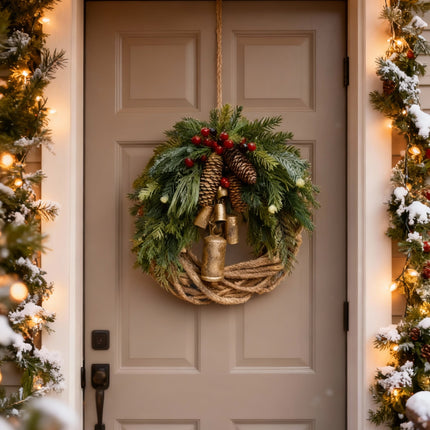 Front Door Wreath, Holiday Wreath for Indoor and Outdoor Winter Decor