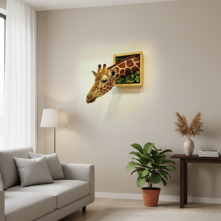 Giraffe Head Wall Sculpture, 3D Wall Art