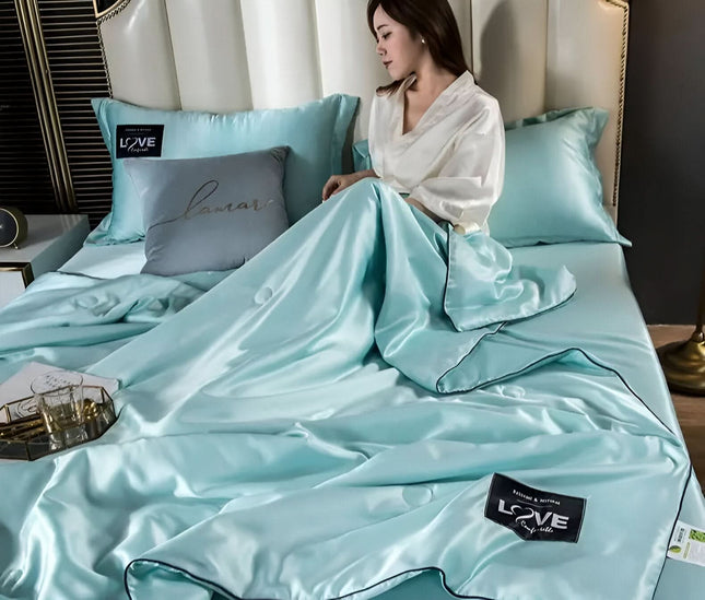 FLUFFINA | Premium Satin Silk Bedding Set with Hypoallergenic Features | All-Season Comfort for Luxurious Sleep 1