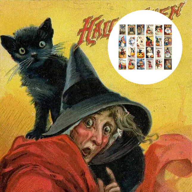 Vintage Postcards, Vintage Halloween Cards Set of 24, Retro Halloween Postcards, Blank Postcards, Halloween Gifts