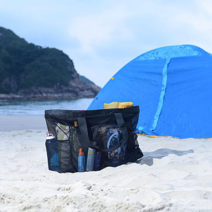 Family Essentials | Extra-Large Beach Tote with Zipper & Sandproof Mesh | Comfortable Carryall for Family Beach Trips 6