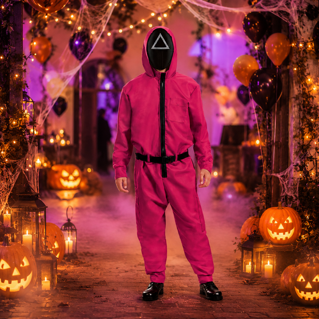 Festive Costume Collection | Halloween Jumpsuit Costume with Mask & Belt | Complete Outfit for Themed Parties 1