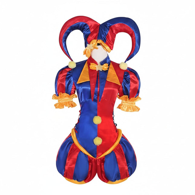 Festive Jester Costume | Complete Women's Outfit with Hat & Gloves for Fun Celebrations 1