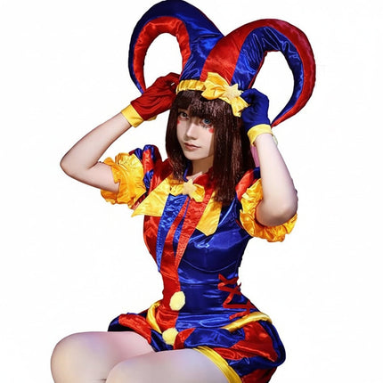 Festive Jester Costume | Complete Women's Outfit with Hat & Gloves for Fun Celebrations 2