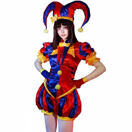 Festive Jester Costume | Complete Women's Outfit with Hat & Gloves for Fun Celebrations 3