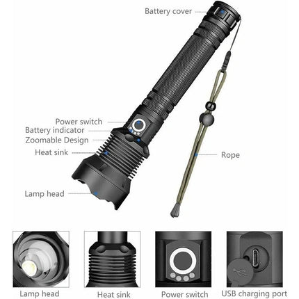 Rechargeable Flashlight with Telescopic Zoom for Ultra-Bright Illumination | Long-Lasting Light for Camping and Emergencies