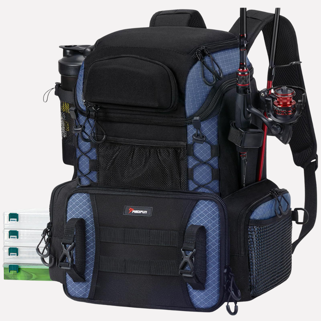 Fishing Tackle Backpack with Adjustable Harness & Rod Holder | Organized Gear for Comfortable Journeys 0