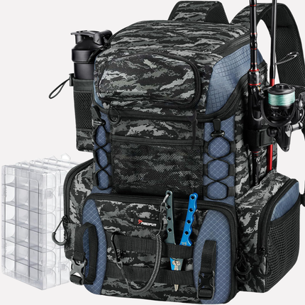 Fishing Tackle Backpack with Adjustable Harness & Rod Holder | Organized Gear for Comfortable Journeys 2