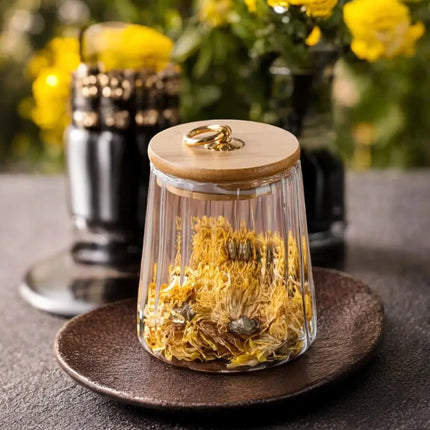Glass Jar with Wooden Lid, Airtight Tea Container